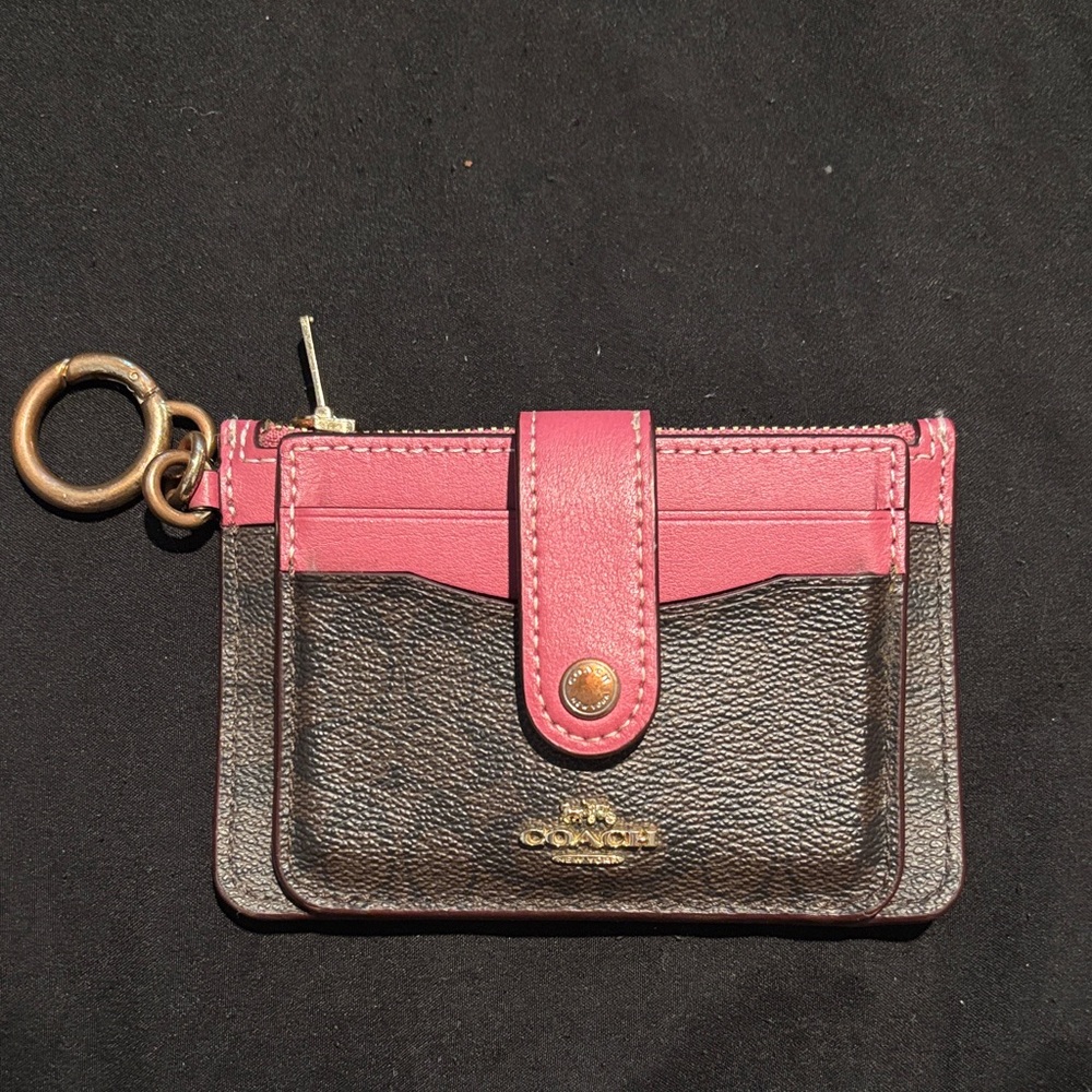 Coach burgundy and Brown Leather Card Holder